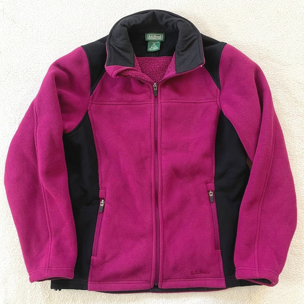 LL Bean Womens Small Fleece Jacket Pink Polartec Full Zip Mock Neck 0FJW2